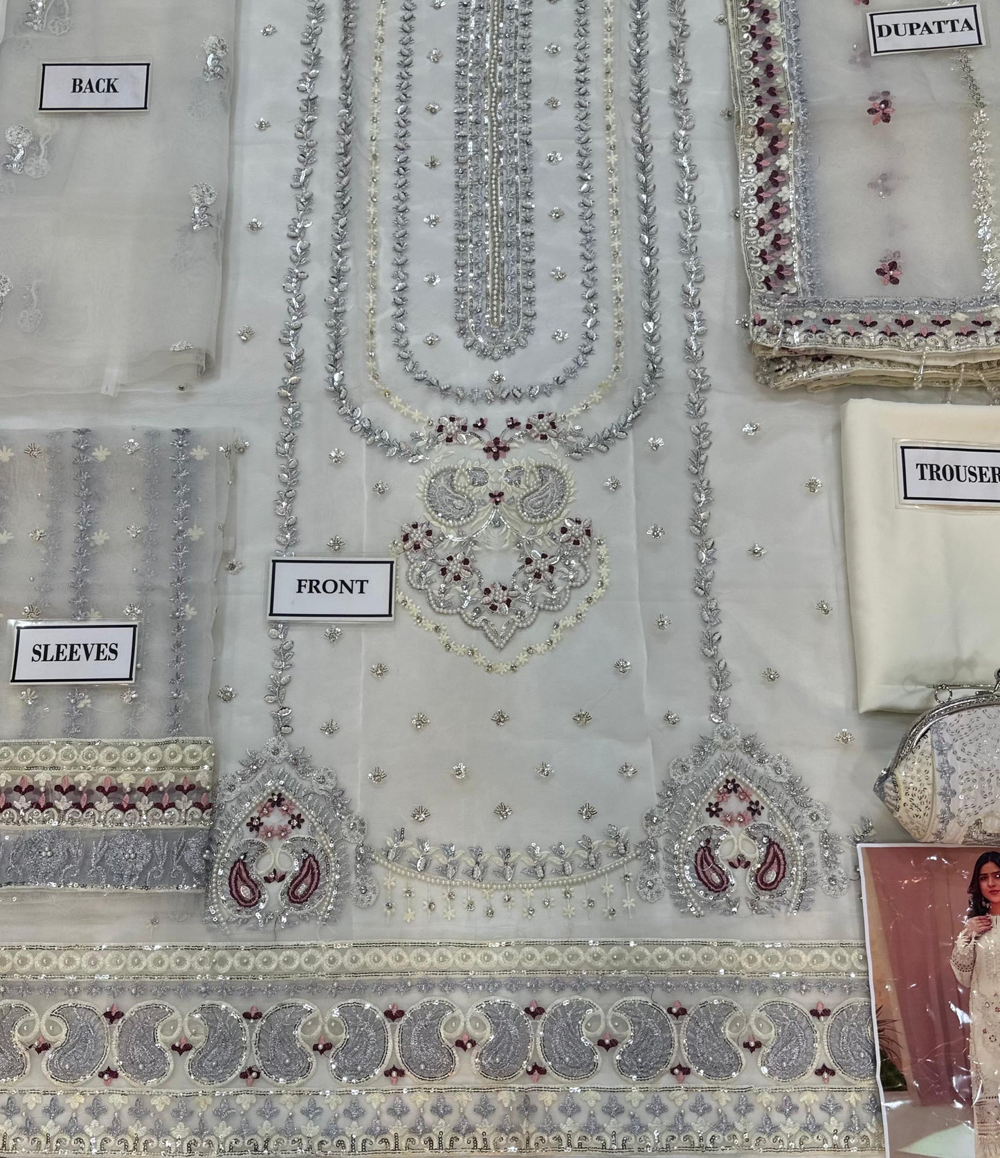 Agha Noor Luxury Organza 3-Piece Suit – Hand Embellished & Embroidered (High Quality)