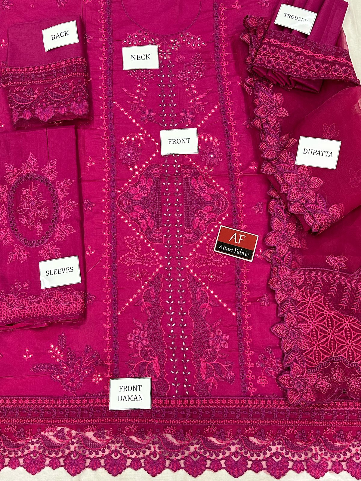 Qalamkar Unstitched Luxury Lawn – Deep Magenta Elegance