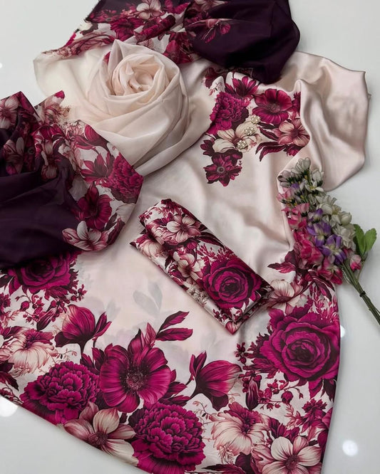 Pure Silk 3 Piece Suit – Digital Printed | The Great Zeal