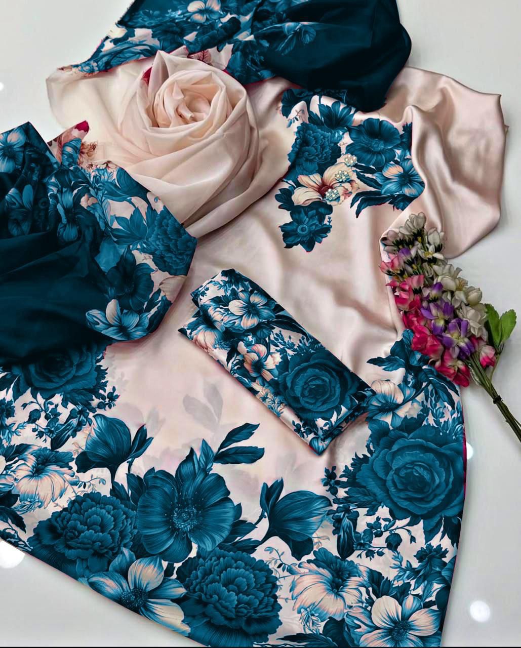 Pure Silk 3 Piece Suit – Digital Printed | The Great Zeal