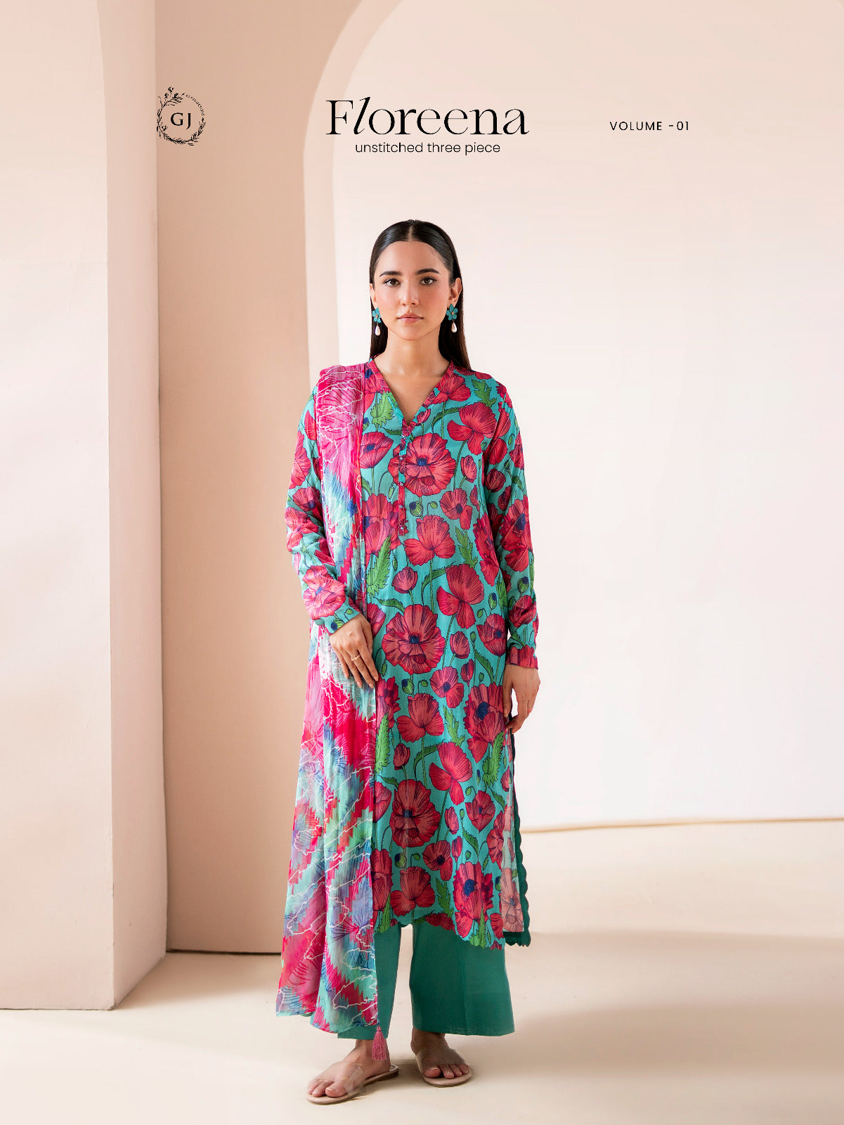 Floreena | Trendy Unstitched Lawn 3PC Digital Suit