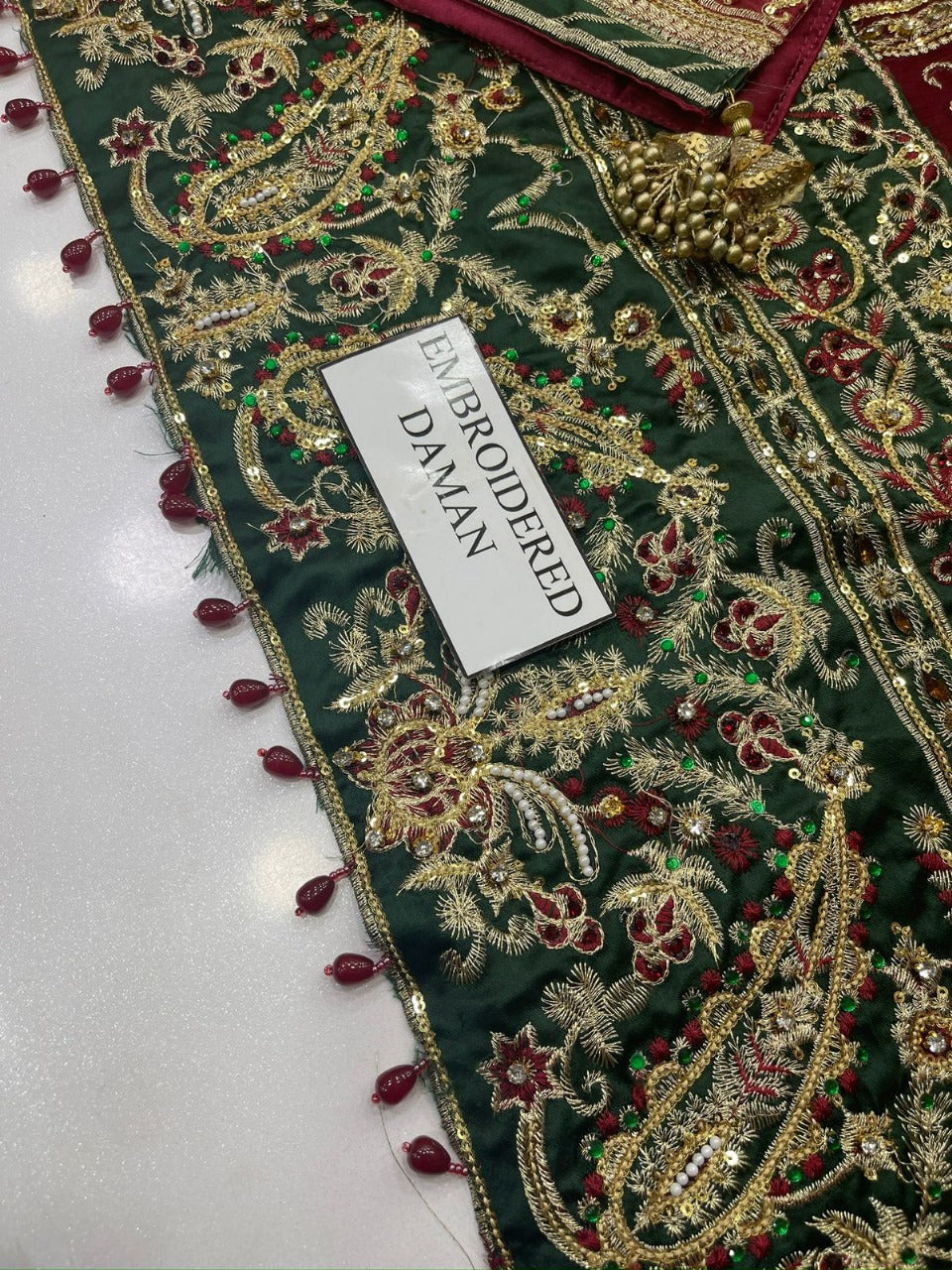 Asim Jofa Wedding Collection – Luxury 3PC Unstitched Chiffon Dress (Maroon | Embroidered | Handwork)