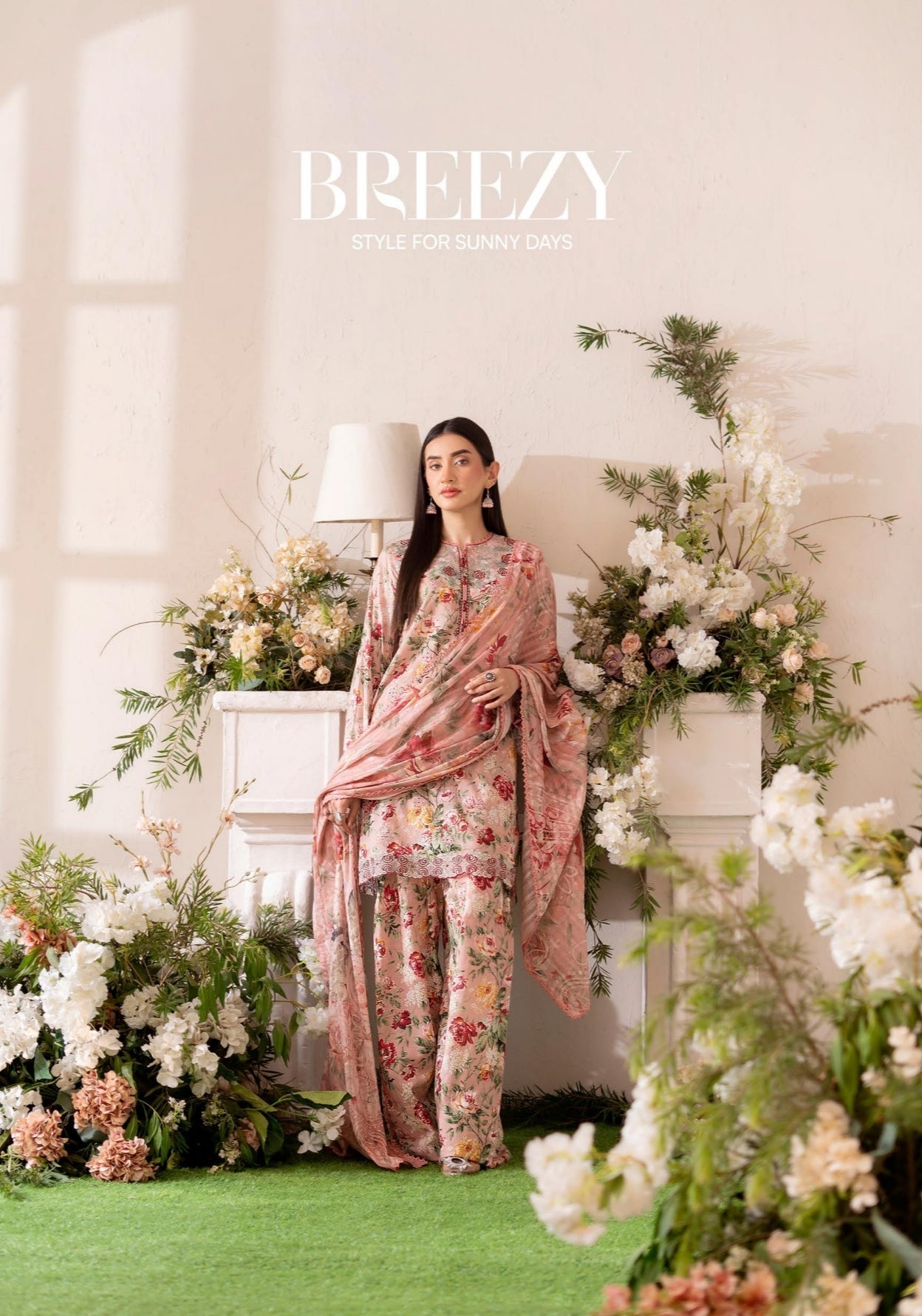 3PC Digital Printed Embroidered Lawn Suit with Fancy Dupatta (Enchanted Bloom)