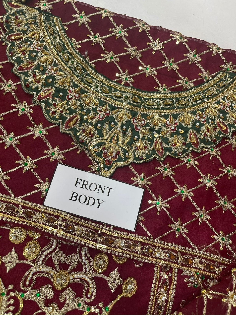 Asim Jofa Wedding Collection – Luxury 3PC Unstitched Chiffon Dress (Maroon | Embroidered | Handwork)
