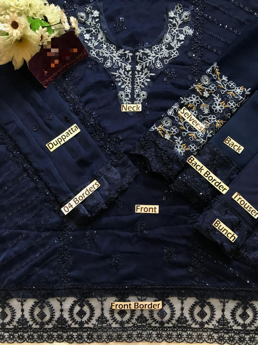 Azure Chiffon Collection 2025 – Luxury Embroidered 3PC Suit