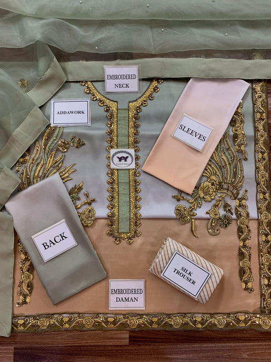 Tie & Dye Charmuse Silk 3PC Suit with Embellished Dupatta