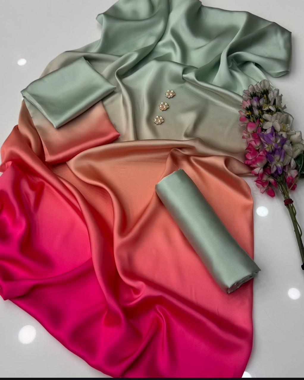 New Arrival – Floral Digital Printed 3-Piece Silk Suit (Shirt, Trouser & Dupatta)