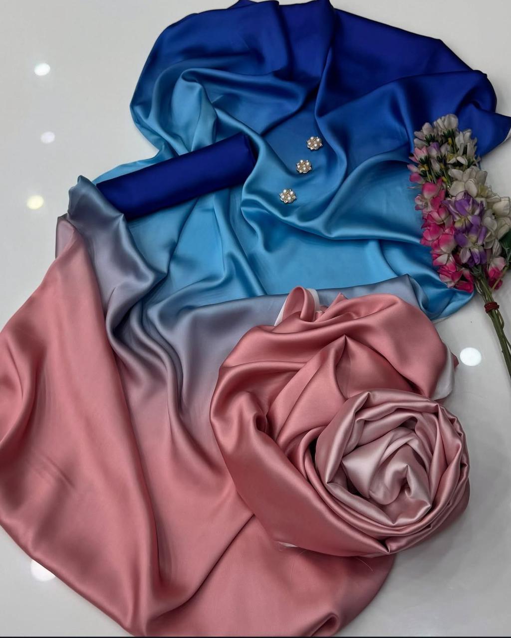 New Arrival – Floral Digital Printed 3-Piece Silk Suit (Shirt, Trouser & Dupatta)