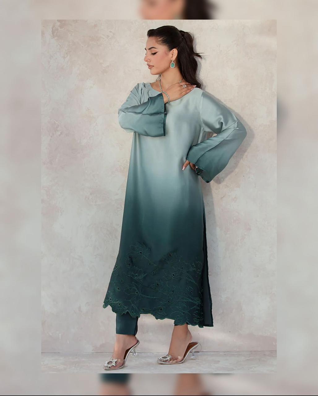 New Arrival – Floral Digital Printed 3-Piece Silk Suit (Shirt, Trouser & Dupatta)