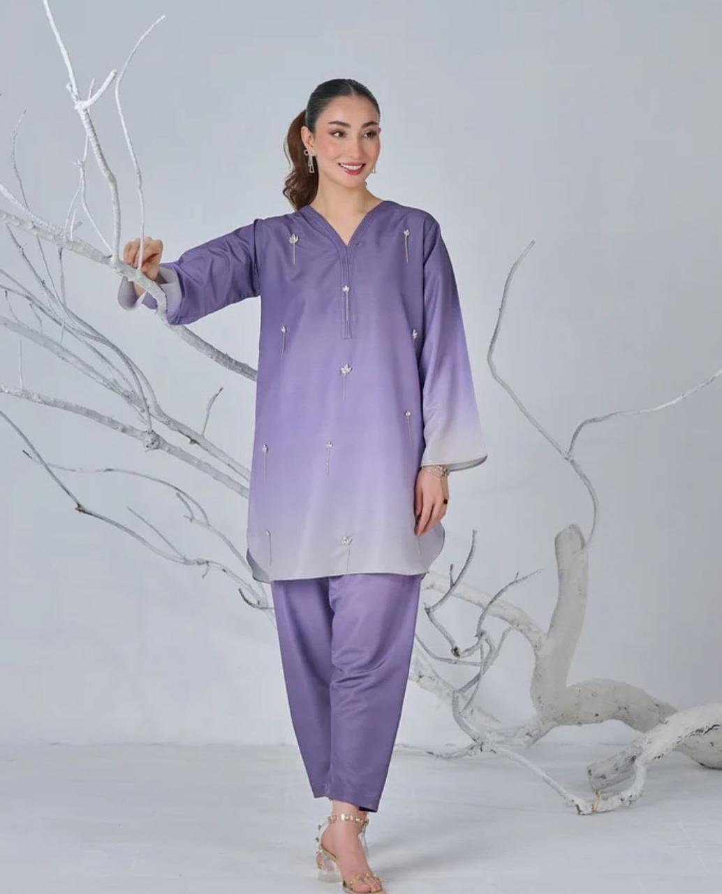 New Arrival – Floral Digital Printed 3-Piece Silk Suit (Shirt, Trouser & Dupatta)