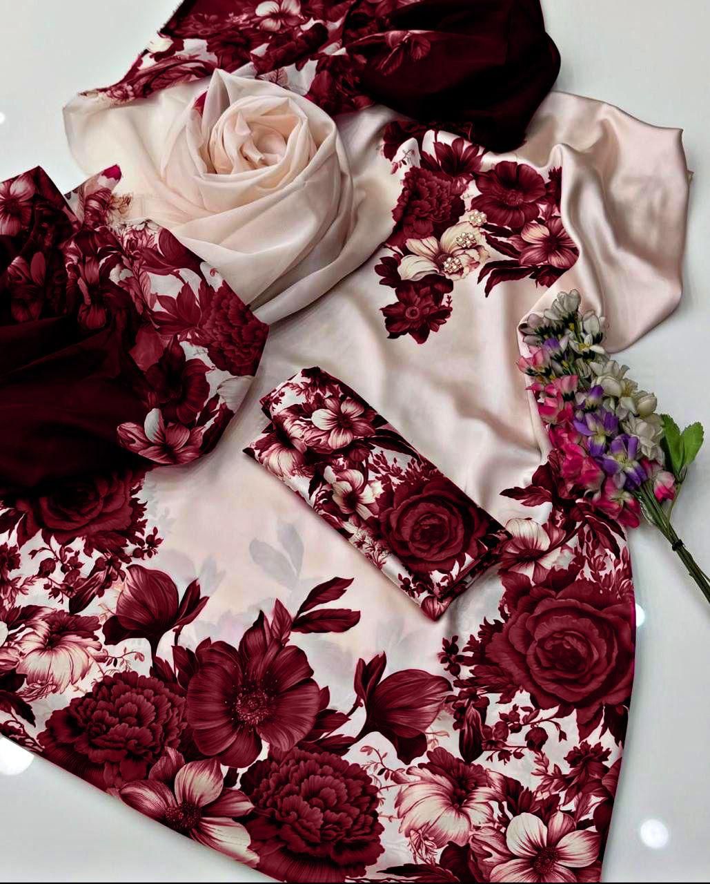 Pure Silk 3 Piece Suit – Digital Printed | The Great Zeal