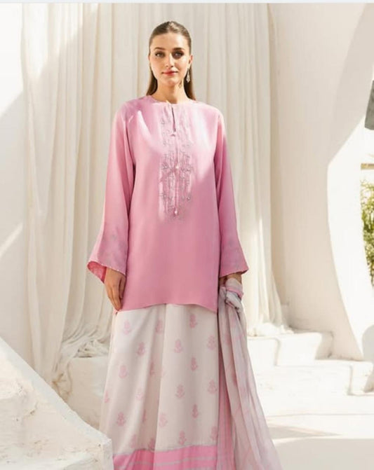 Pure Swiss Lawn 3-Piece Set – Digital Print (Shirt, Trouser & Chiffon Dupatta)