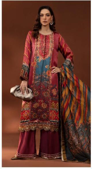 Pure Swiss Lawn 3-Piece Set – Digital Print (Shirt, Trouser & Chiffon Dupatta)