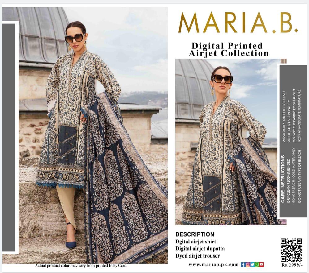 Pure Swiss Lawn 3-Piece Set – Digital Print (Shirt, Trouser & Chiffon Dupatta)