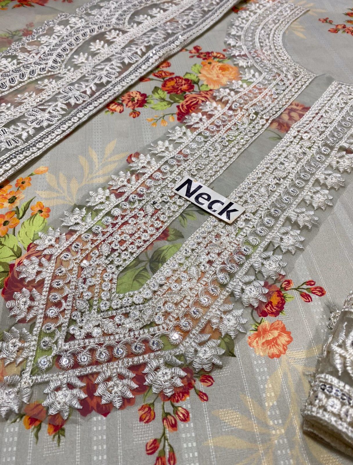 Cross Stitch Digital Printed Jacquard Silk – 3PC Lawn Embroidered Suit