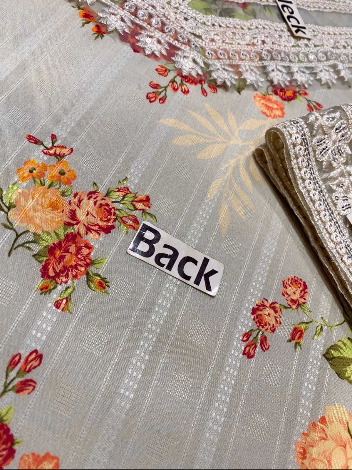 Cross Stitch Digital Printed Jacquard Silk – 3PC Lawn Embroidered Suit