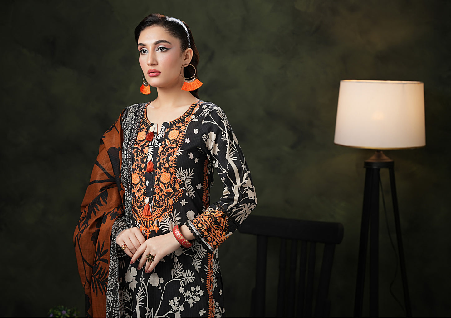Rose & Vogue MTF Digital Printed Doria Cotton 3PC Suit with Embroidered Dupatta