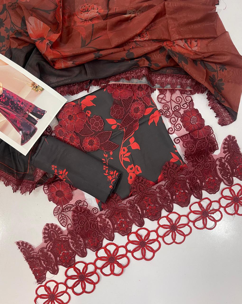 3PC Digital Printed Lawn Embroidered Suit