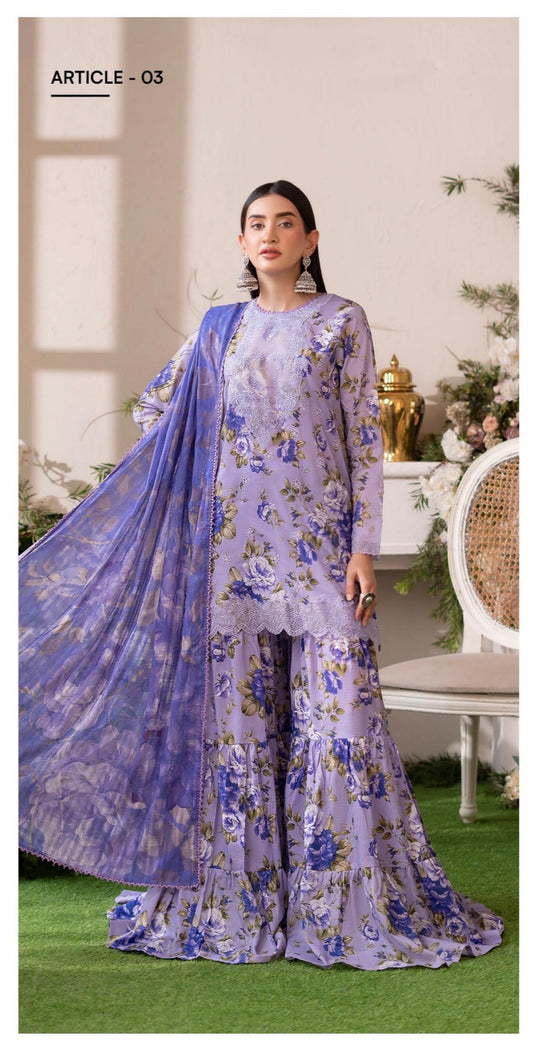 3PC Lawn Printed Suit – Ruby Bloom