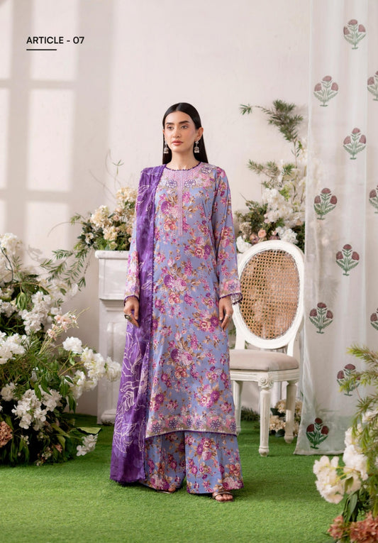 3PC Lawn Printed Suit – Velvet Glow