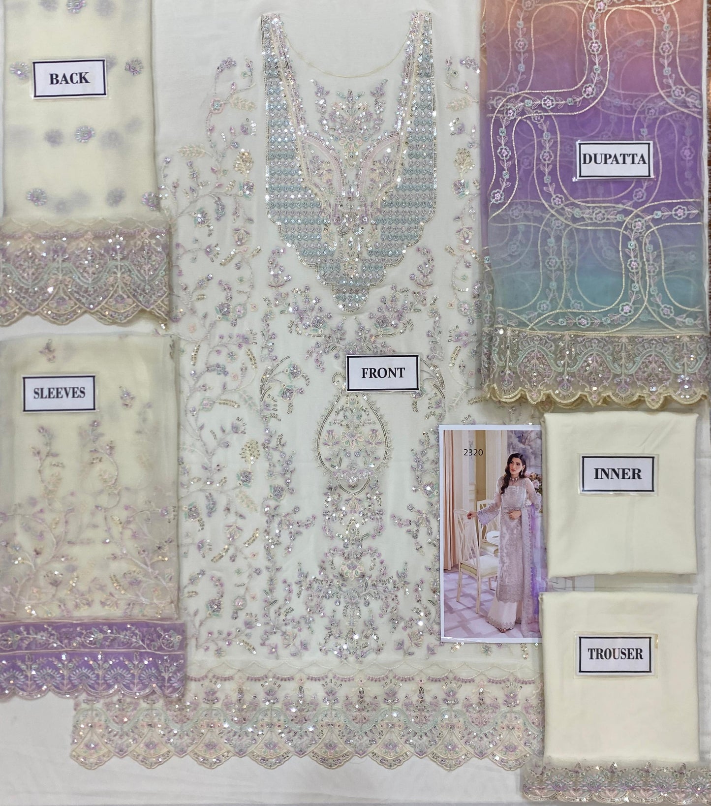 Kanwal Malik Design 2320 – Luxury Bamber Chiffon Embroidered Suit