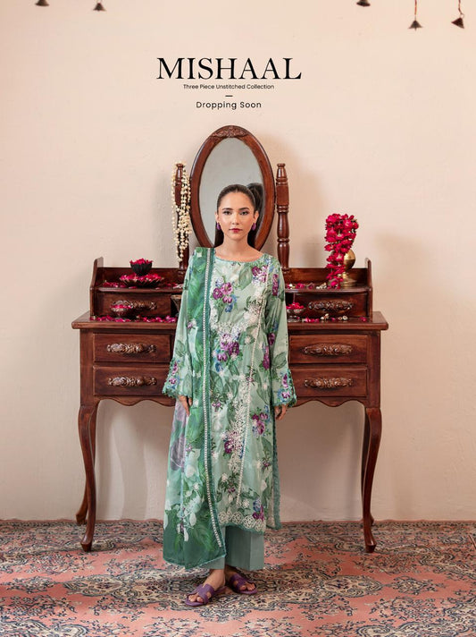 Digital Printed Lawn 3 Piece Embroidered Unstitched Suit