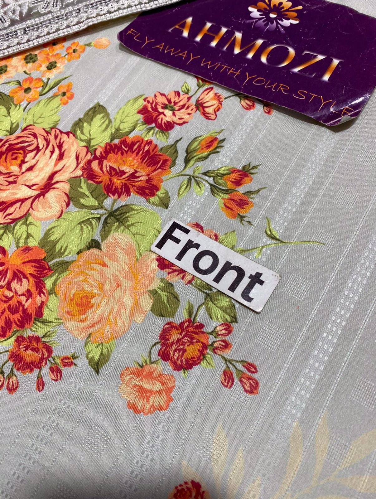 Cross Stitch Digital Printed Jacquard Silk – 3PC Lawn Embroidered Suit