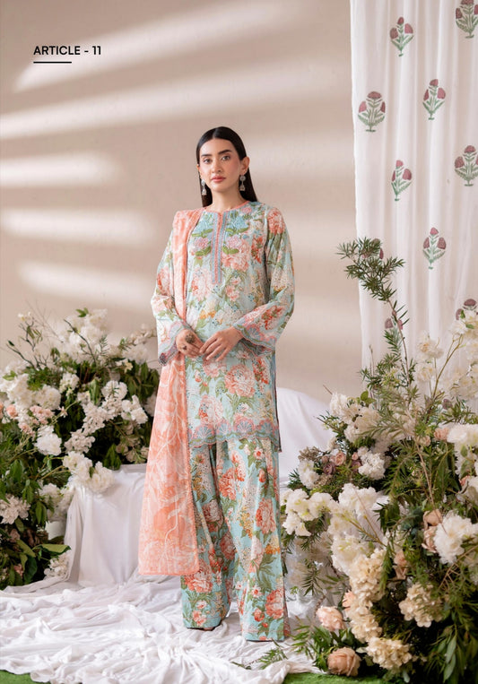 3PC Lawn Printed Suit – Amber Grace