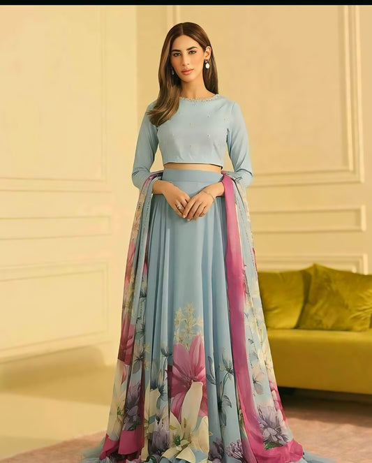 Lulusar Luxury Silk 3-Piece Suit – Shamoz Silk with Digital Print Dupatta