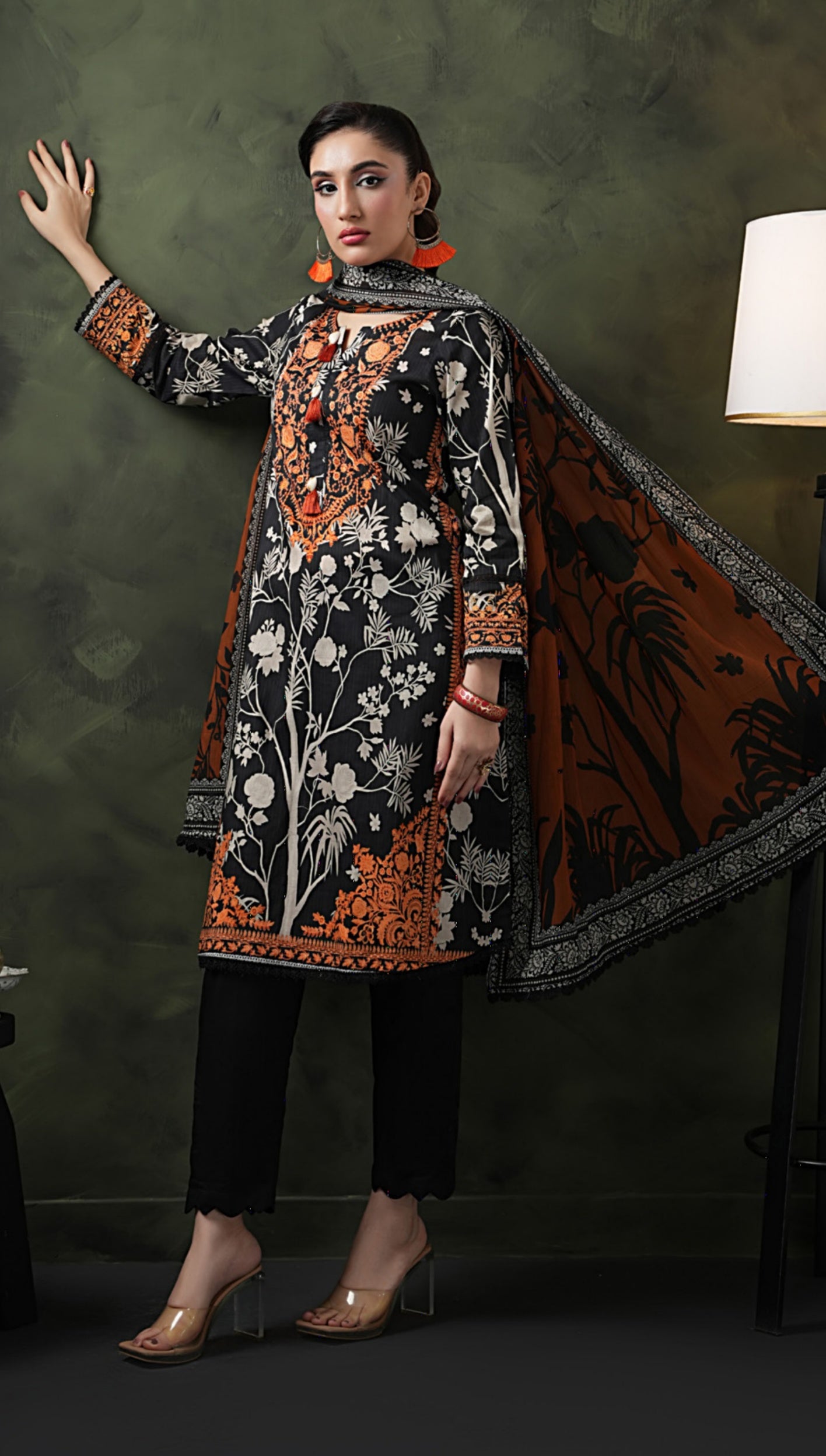 Rose & Vogue MTF Digital Printed Doria Cotton 3PC Suit with Embroidered Dupatta