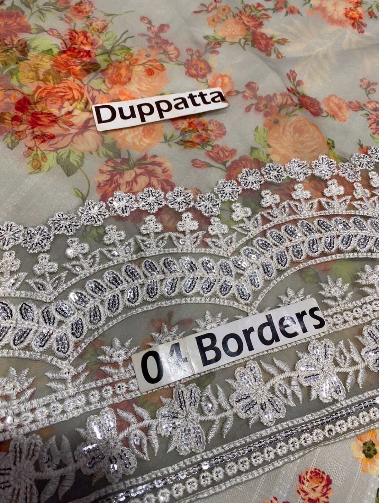 Cross Stitch Digital Printed Jacquard Silk – 3PC Lawn Embroidered Suit