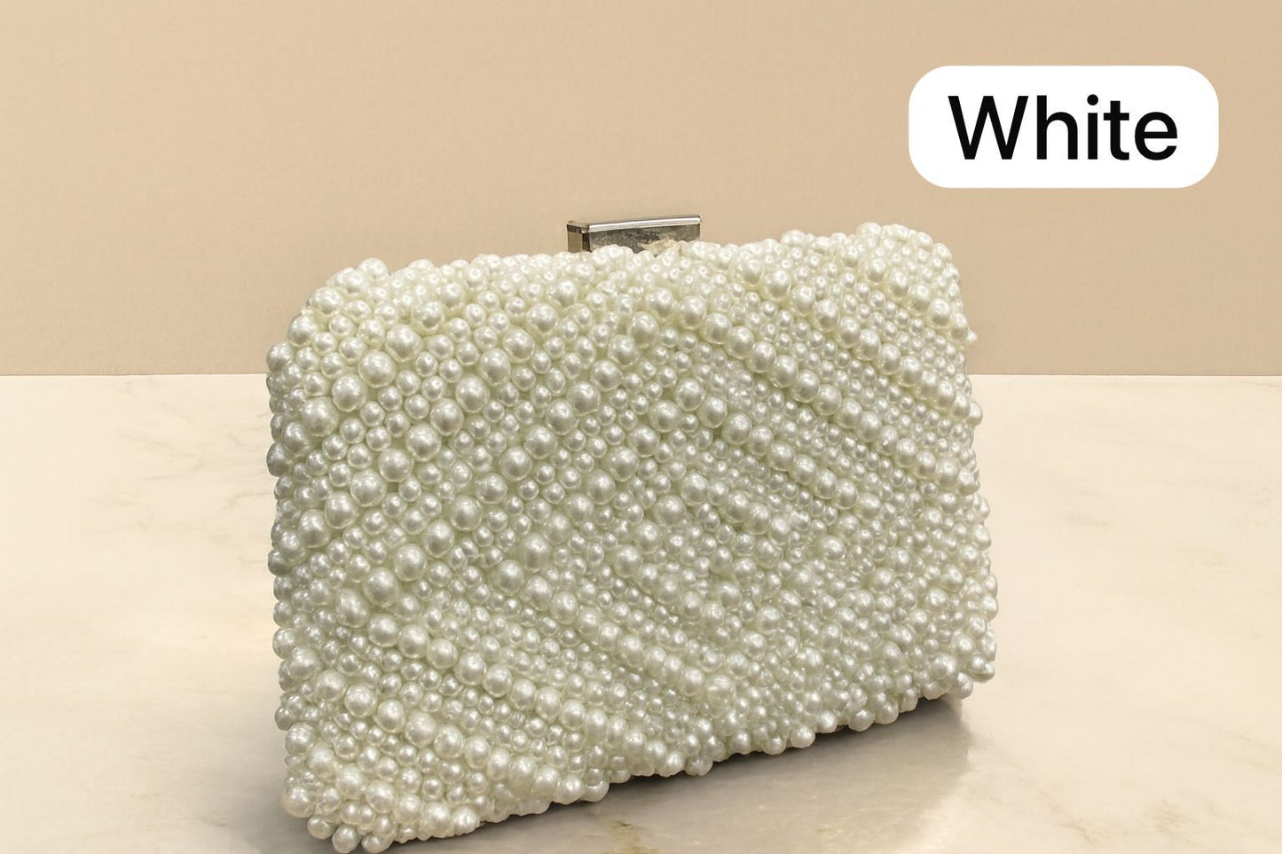 Branded Pearl Party Clutch – Premium A+ Quality (3 Colors | Stylish Metal Handle)