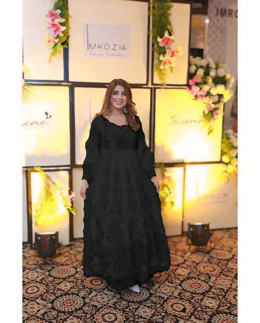 Serene Embroidered Net Frock Replica – 2PC