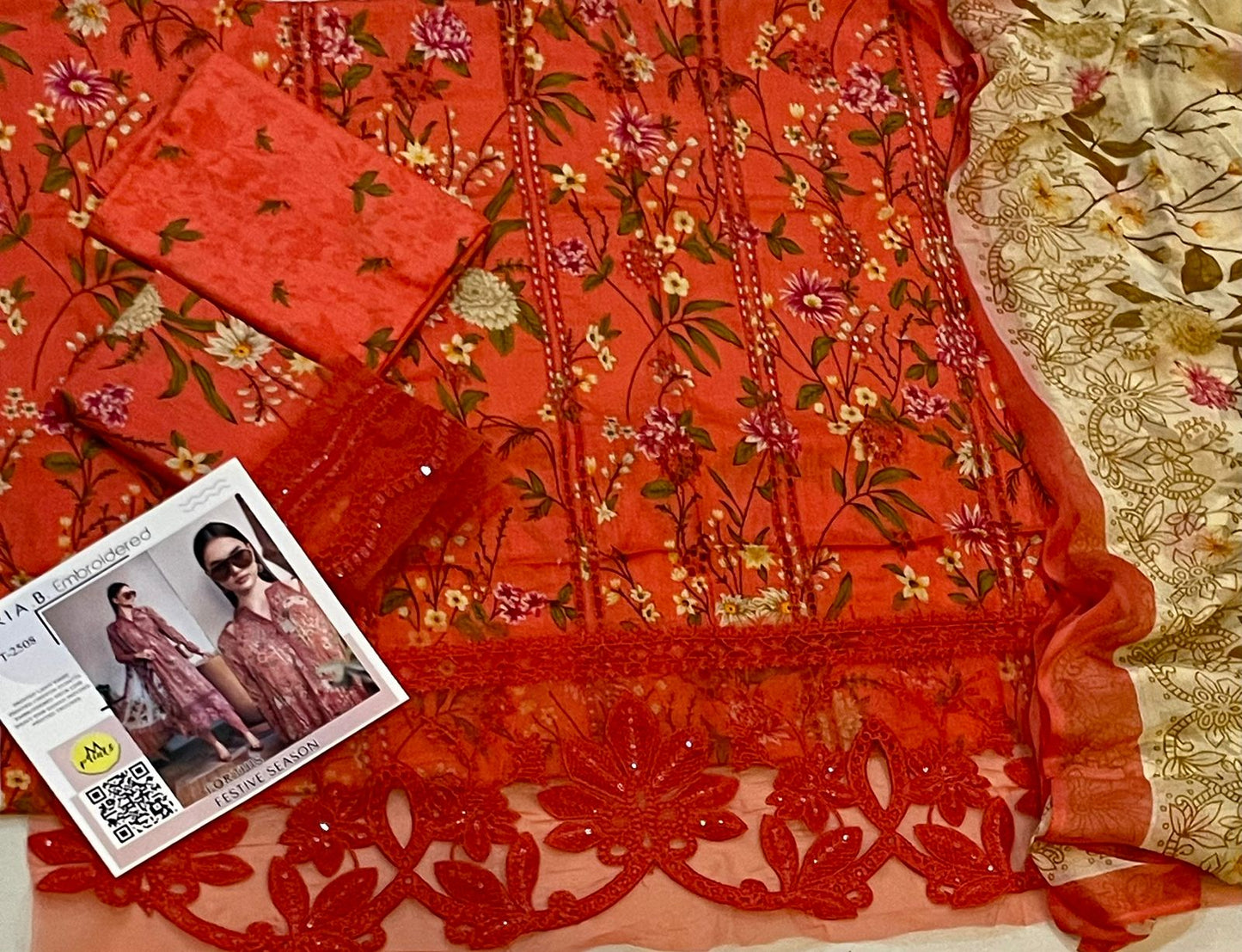 Maria.B Lawn Collection | Printed Lawn 3PC Suit with Chiffon Dupatta