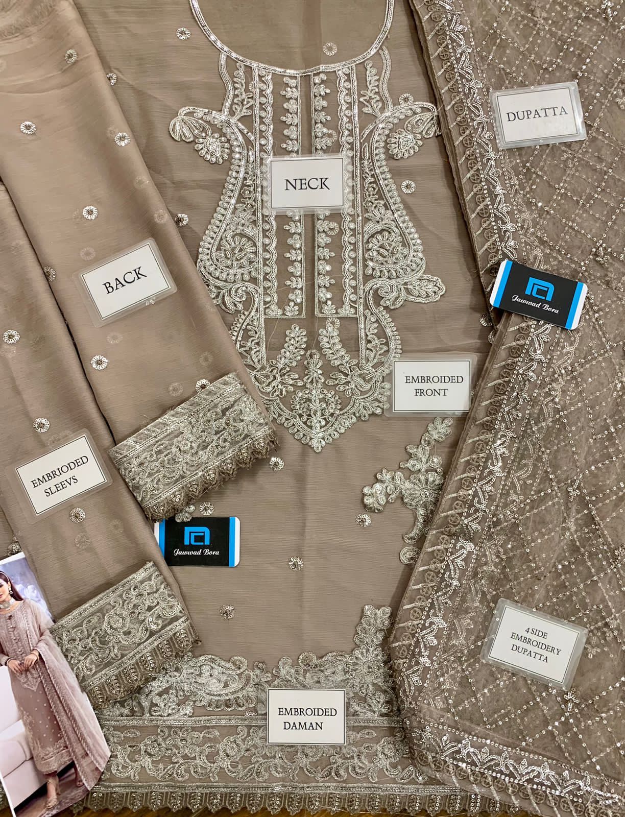 Asim Jofa – JhilMil Chiffon Collection | Luxury 3PC Fully Embroidered Spangle Suit with Net Dupatta
