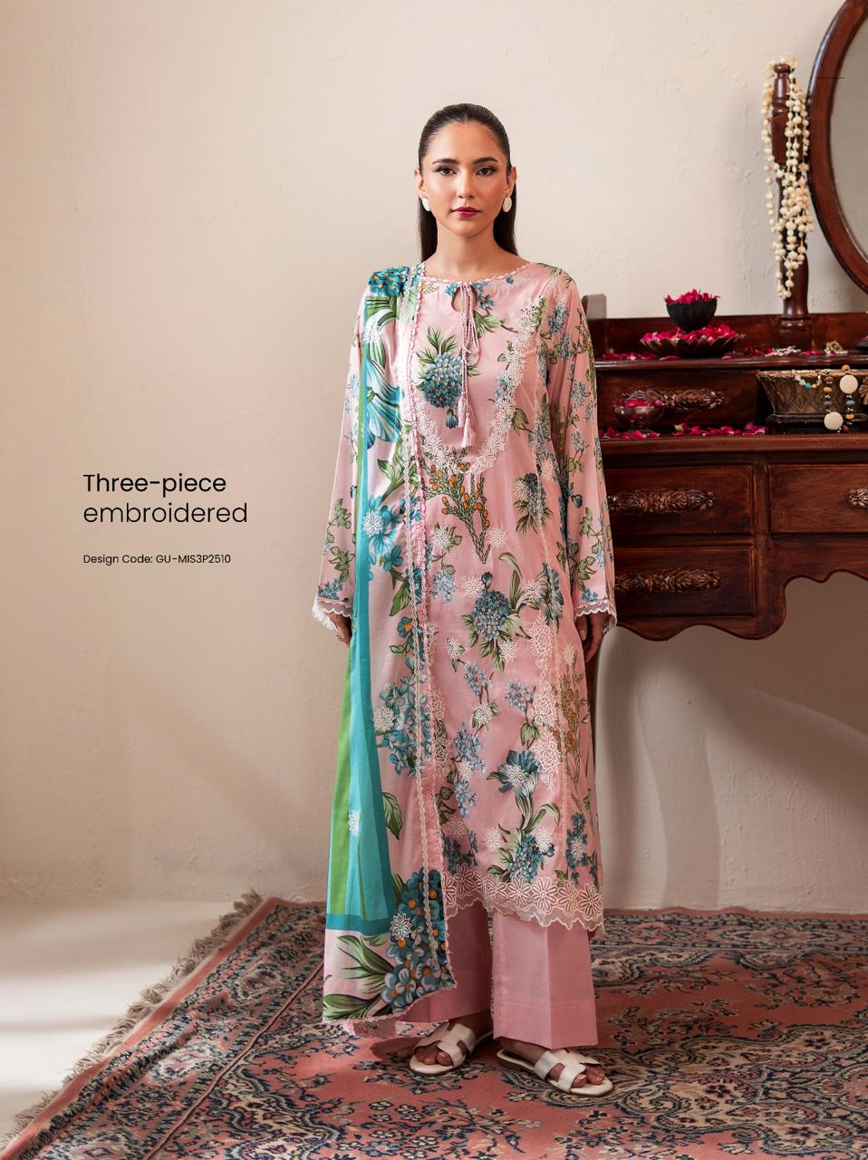 3PC Premium Digital Printed Lawn Embroidered Suit