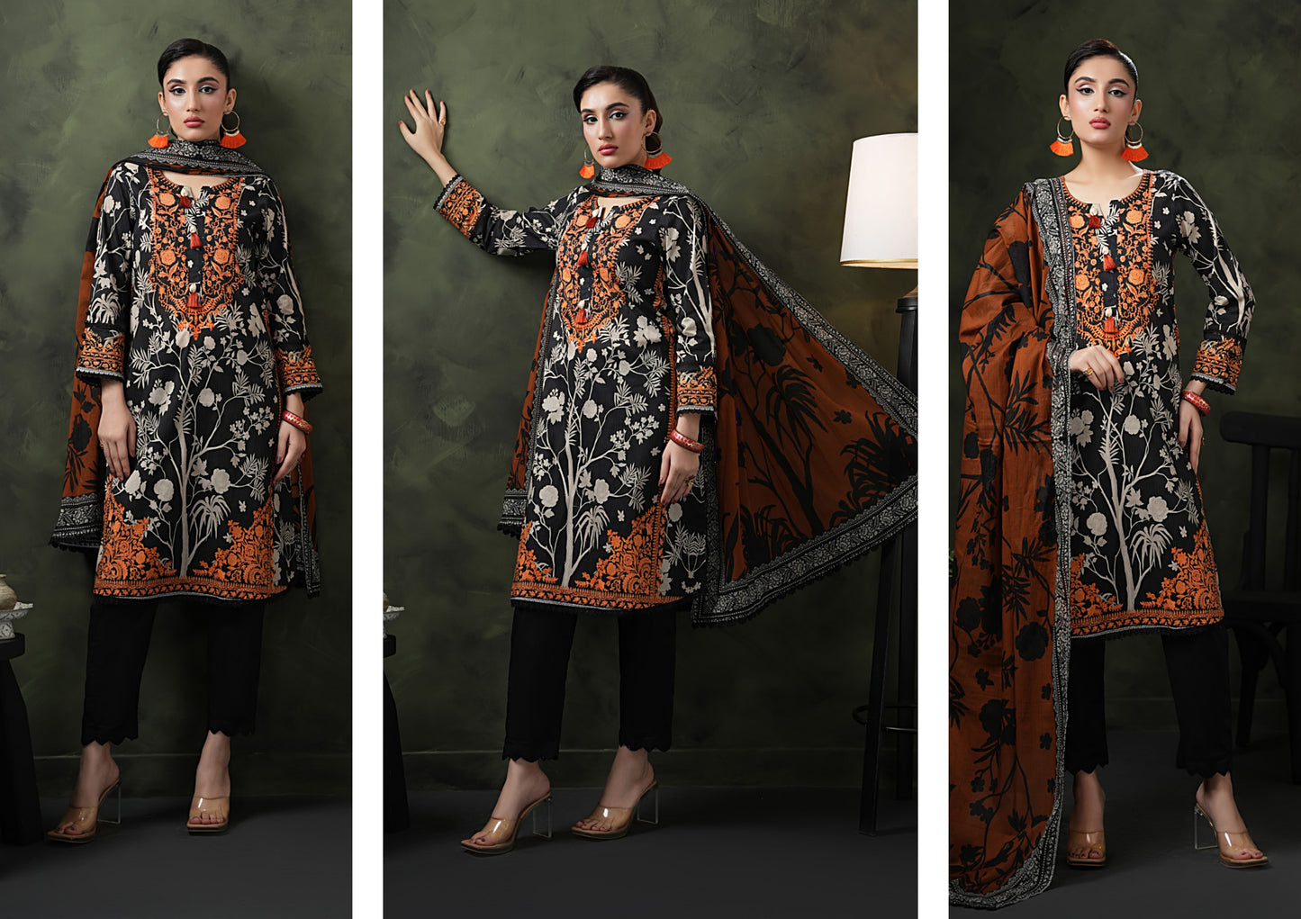 Rose & Vogue MTF Digital Printed Doria Cotton 3PC Suit with Embroidered Dupatta