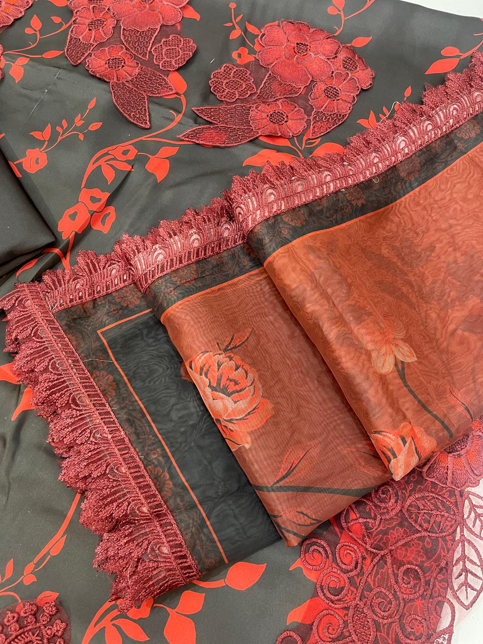 3PC Digital Printed Lawn Embroidered Suit