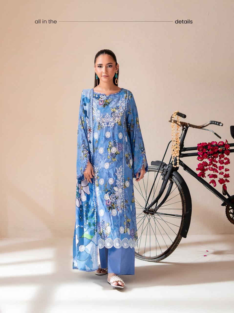 3PC Digital Printed Lawn Embroidered Suit